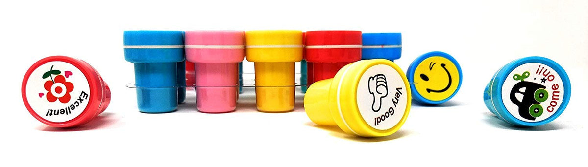 10pcs Appreciation Stamps star smiling face, nice work etc Kids Stamp Set Motivation Sticker School Scrapbooking Stamp DIY Teachers Self Inking Praise Reward Stamps For Scrapbooking