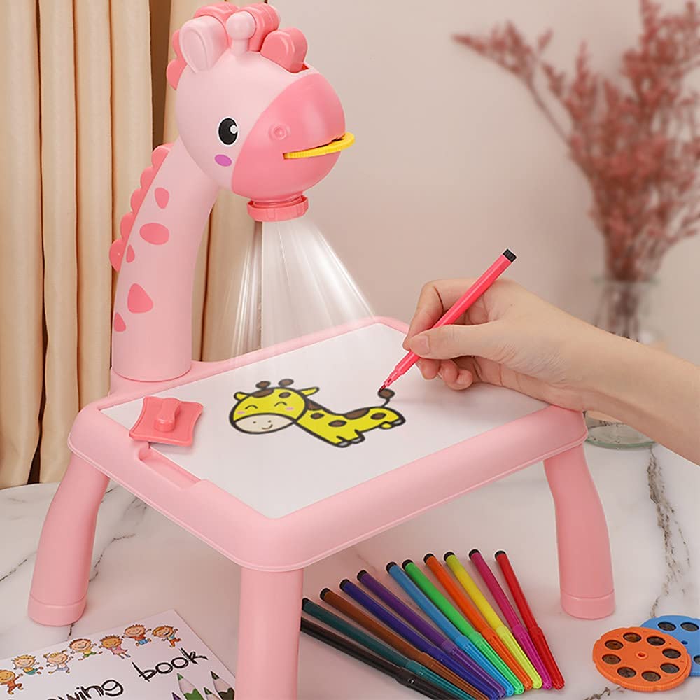 Children Painting Projection Drawing Board LED Projector Drawing Table Toys Kids Projector Painting Board Desk Projection Painting Toy Graffiti Early Education Writing Board Household Erasable Toys