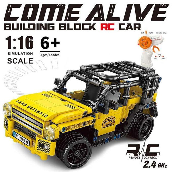 Building Block RC Car – 446 PCS Remote Control Assembly Kit, 2.4GHz Off-Road Vehicle with Openable Doors, Hood & Trunk – Strong Power, TPR Tyres – STEM Toy for Kids & Adults – Size 21x10x10.5 cm