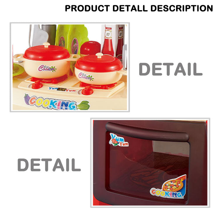 35Pcs Kitchen Set Toys For Kids  Pretend Play Cooking Set  Sound & Light Effects Toys For Girls
