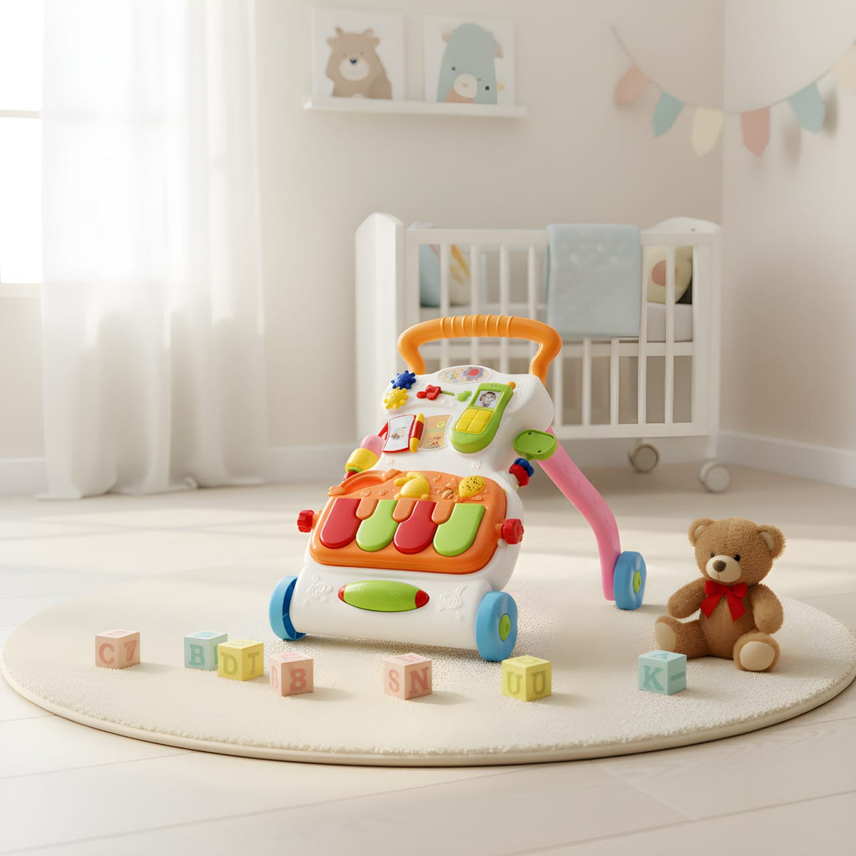 Baby Walker Trolley - Multi-Function Baby Sit to Stand Walkers - Baby Early Learning Exercises Body - Develop Walking Skills Walker with Music