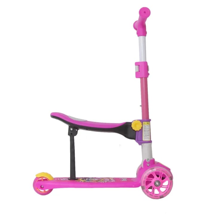 3 Wheel Scooty For Kids LED Light-Up Scooty Foldable, Adjustable Handle Rear Brake Lightweight Heavy Fiber Body Gifts For Toddlers Children Boys Girls