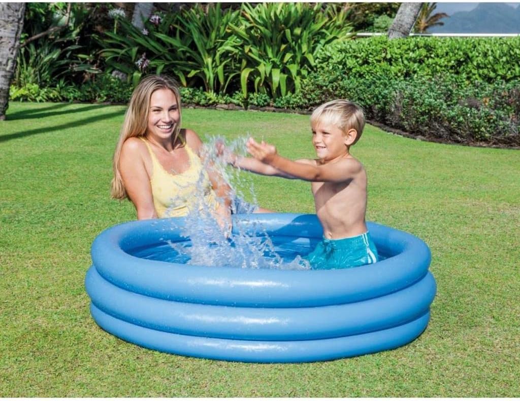 Swimming Pool For Kids Large Size 58"x13" and 45"x10" Crystal Blue Pool kids inflatable Bathtub 3 Ring Pool Bath Tub For Children