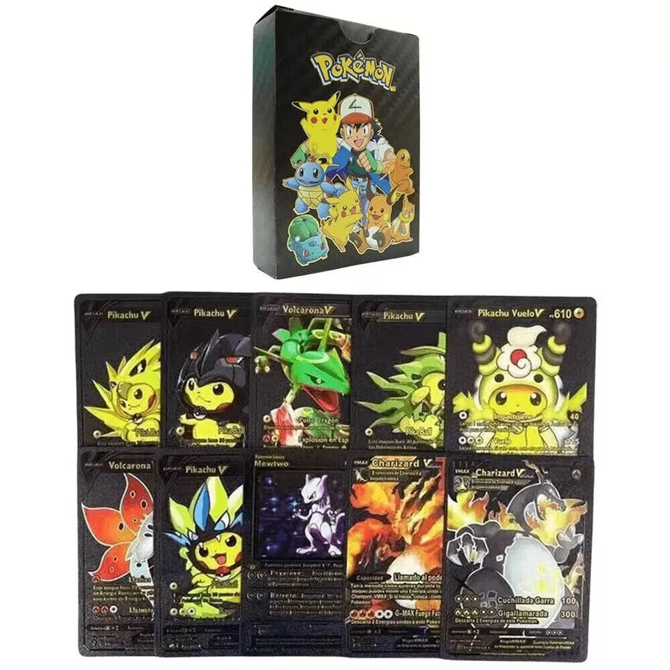 55 Pcs Pokémon Gold Foil Cards Anime Cartoon Pokémon English Version Tcg Card Pokémon Cards Box For Fans Rare Collection Card Child Toys Gifts Golden Edition