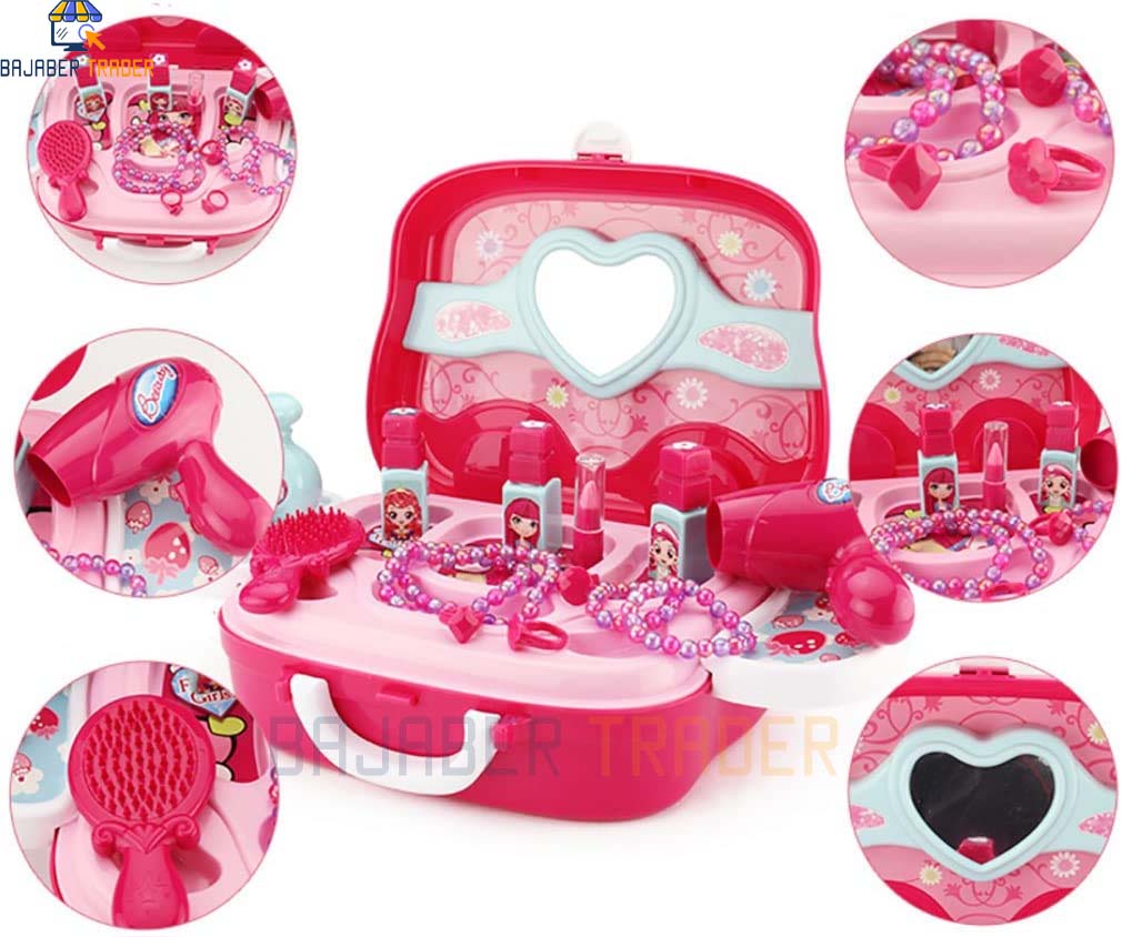 Kids Makeup Fashion Beauty Set Pretend Play Toy Cosmetic Kit 3 in 1