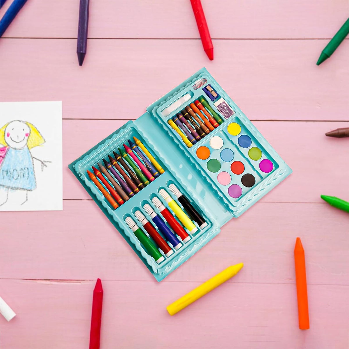 Color Kit Art Set Color Box Set For Kids Colors Box Color Pencil ,Crayons , Water Color, Sketch Pens Set of 46 Pieces for Boys and Girls kids Painting School Kit