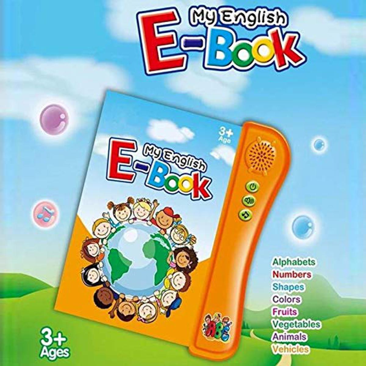 My English E-Book for Kids Toddler Early Learning Educational English Reading Book with Sound Alphabets Numbers Animals Fruits Shapes Vehicles & Colors