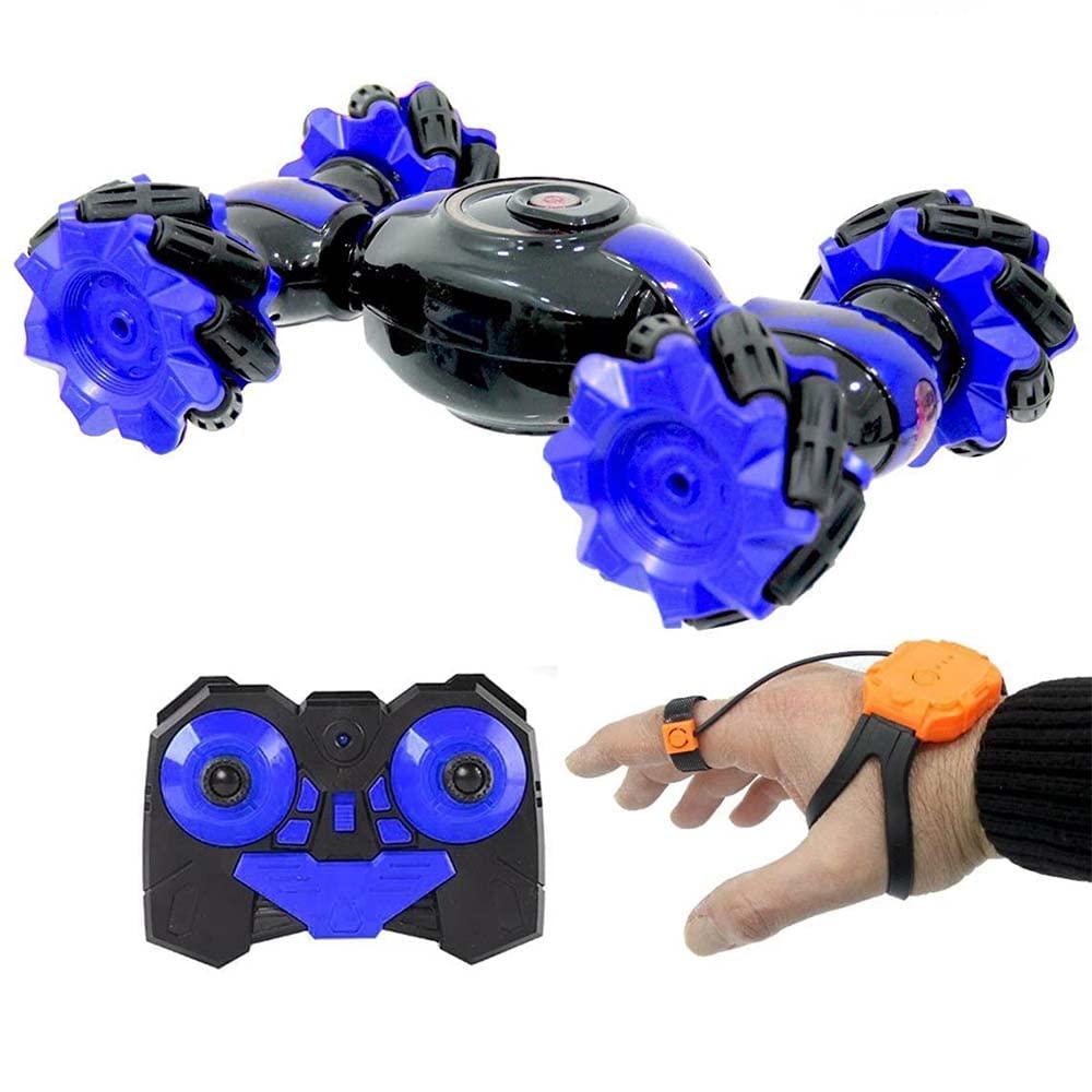 RC Stunt Car with Gesture Watch Control & Remote Controller, 360° Rotating 4 Wheel Double Sided Racing Toy for Kids