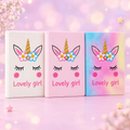 Cute Unicorn Diary for Girls, Embroidered Cover Notebook for Kids, Pastel Color Writing Journal, School Stationery Gift