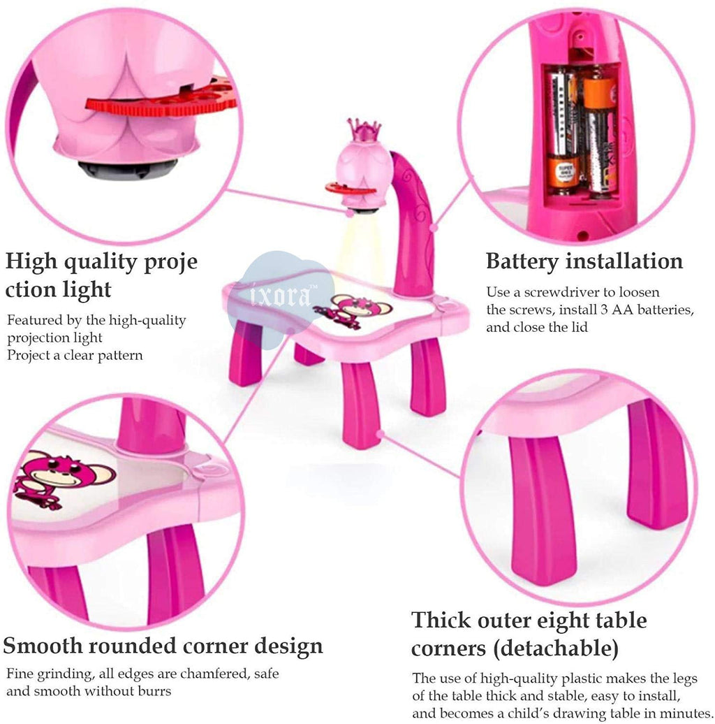 Children Painting Projection Drawing Board LED Projector Drawing Table Toys Kids Projector Painting Board Desk Projection Painting Toy Graffiti Early Education Writing Board Household Erasable Toys