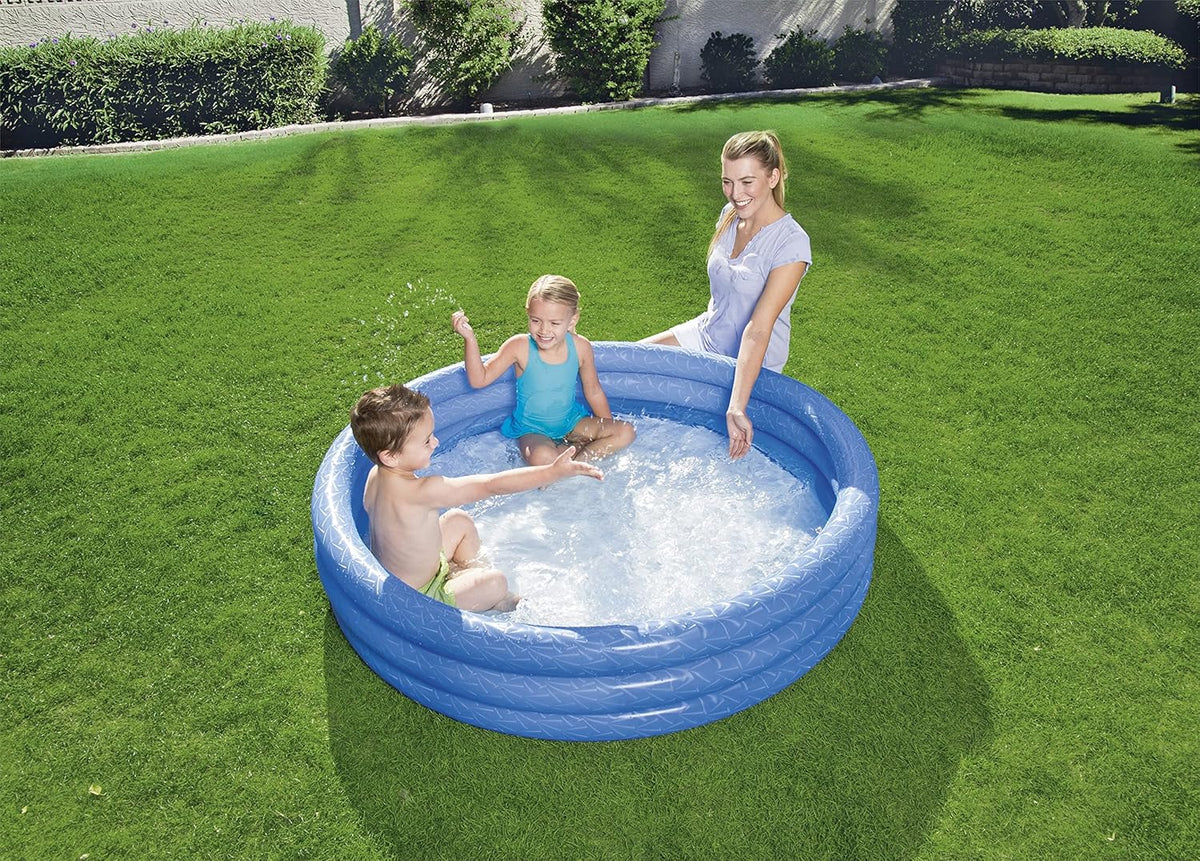 Bestway Large Swimming Pool For Kids 6Feet 5Feet 4Feet 3.3Feet Inflatable 3 Ring Play Pool For Kids Bath Tub For Children Random Color Paddling Pool Vinyl