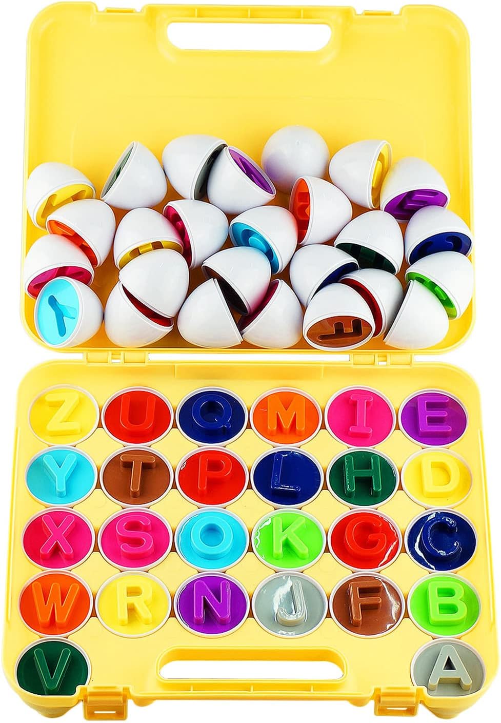 26pcs Matching Eggs Toy Alphabet Matching Sorting & Color Recognition Toy for Toddlers Kids Montessori Education Preschool Game Easter Eggs Toy for Children