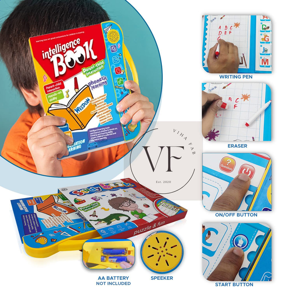 Intelligence Study Book for Kids E Book for Kids Child Early Learning Intelligent Book Intellectual Learning Electronic Sound Teaching Aid Toddlers English Learning Book