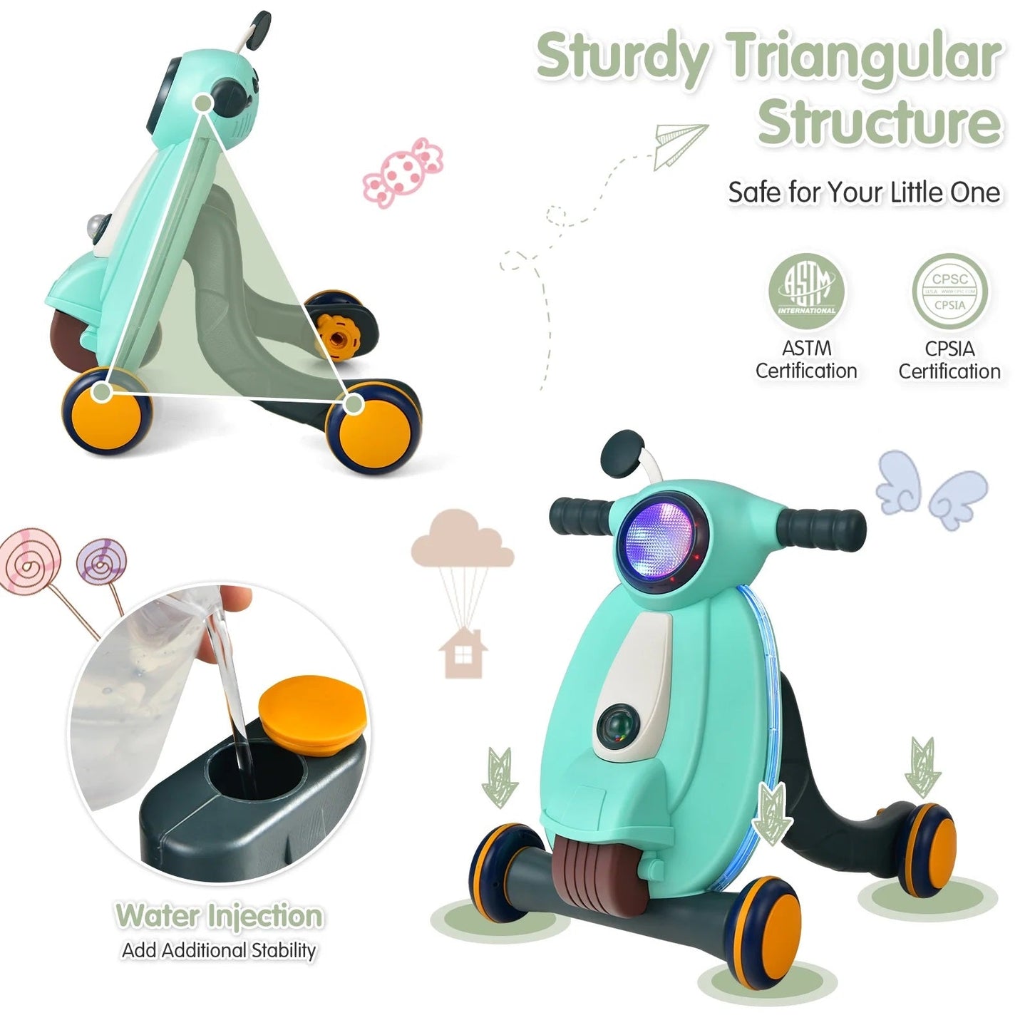 Baby Stroller Learning Multifunctional Baby Activity Walker Early Education Activity Center with Lights