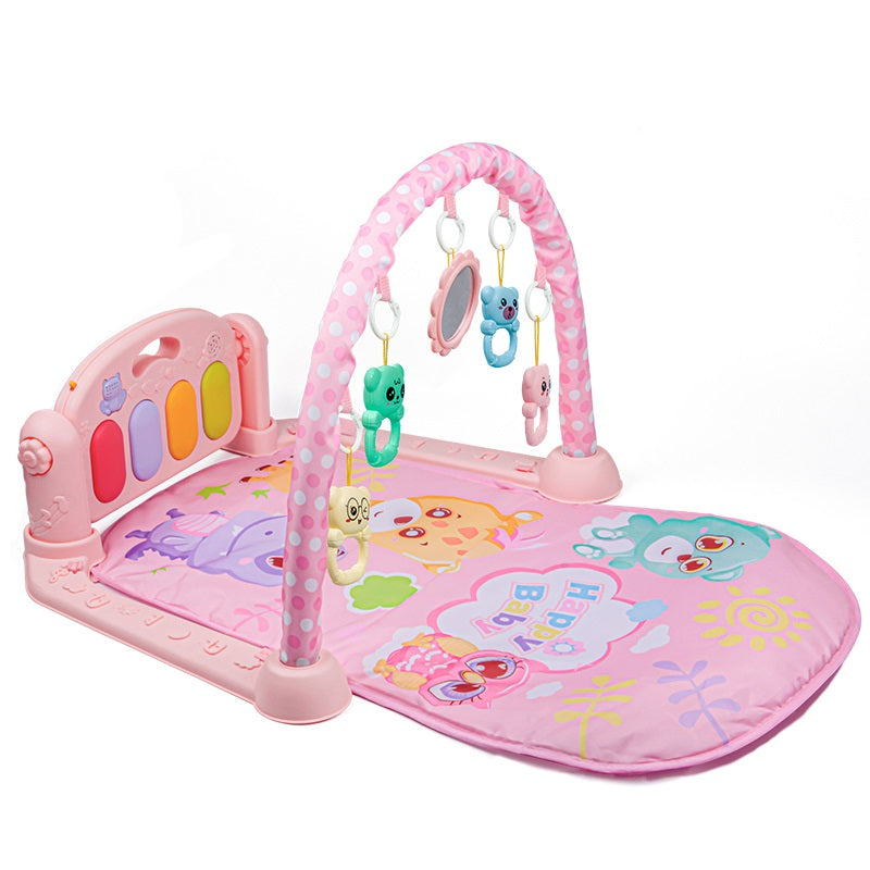 Huanger 3 In 1 Newborn Baby Toddler Activity Play Gym Piano Fitness Rack Mat With Lights And Music