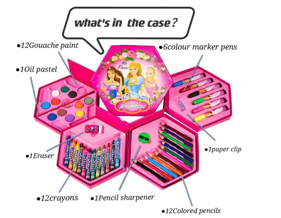 Color Kit Art Set Color Box Set For Kids Colors Box Color Pencil ,Crayons , Water Color, Sketch Pens Set of 46 Pieces for Boys and Girls kids Painting School Kit