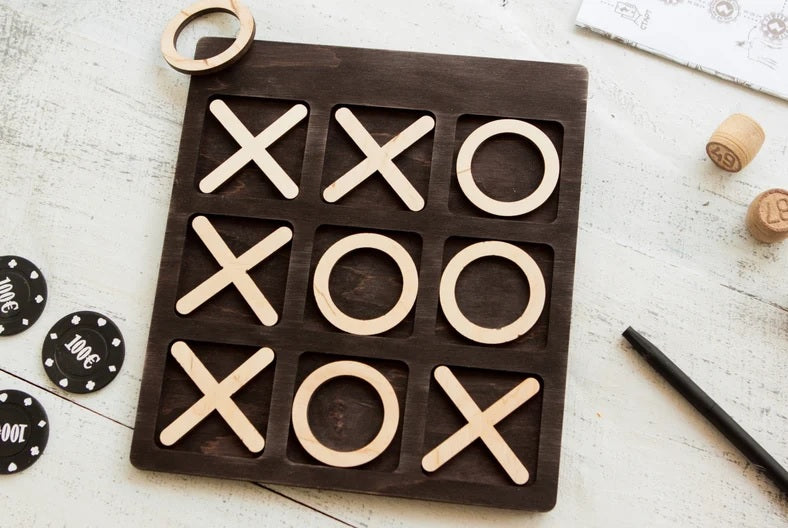 Premium Quality Tic Tac Toe Game Wooden Game Board  For All Ages
