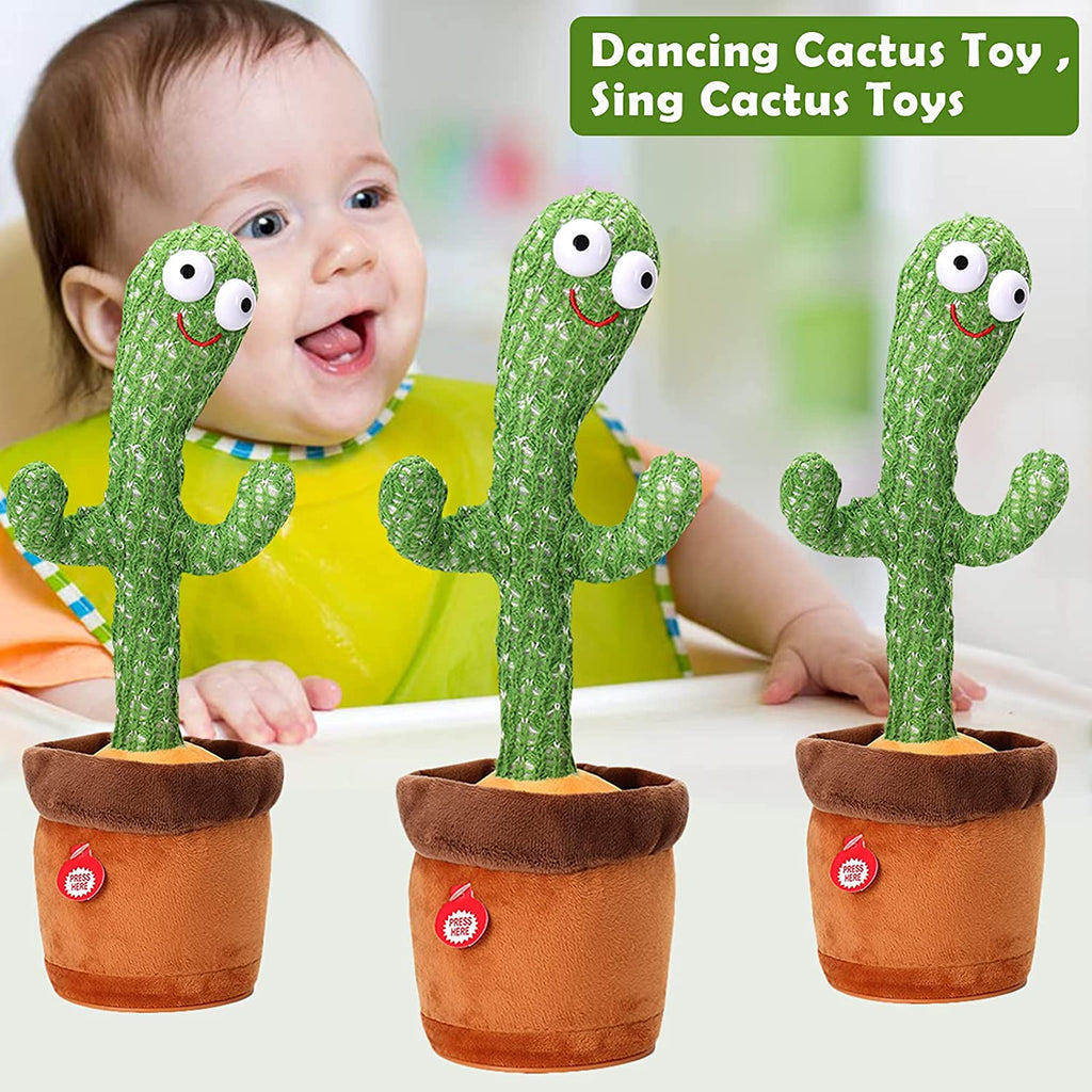 Rechargeable Dancing Cactus Talking Toy Rechargeable | Singing Plush Cactus, Voice Recording, Repeats What You Say, Music & Dancing Toy for Kids
