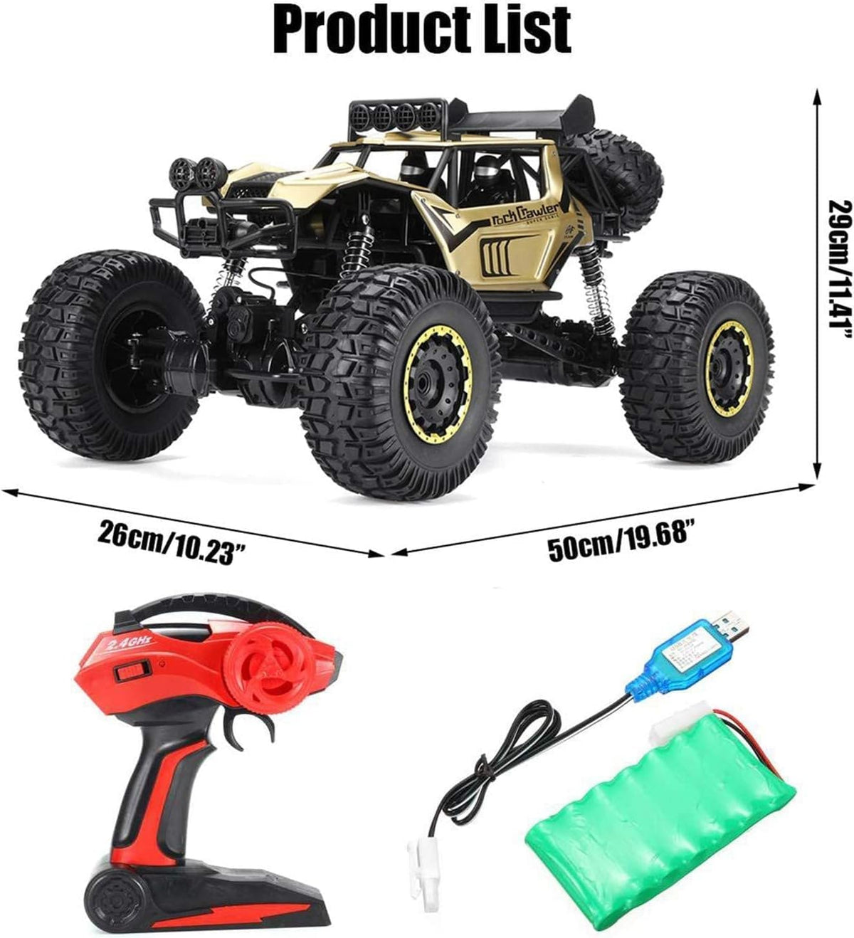 Smoke Rock Crawler Electric RC Vehicles Alloyed Remote Control Spray Toy Car for Kids & Boys Monster RC Truck with Rechargeable Rc Car 4x4 High Speed