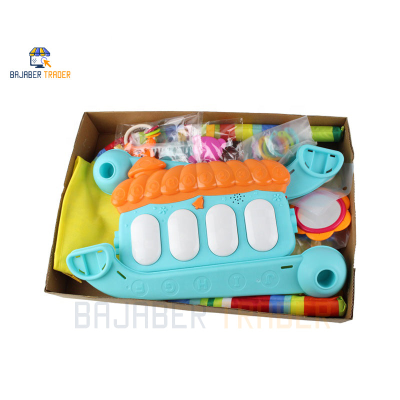 Huanger 3 In 1 Newborn Baby Toddler Activity Play Gym Piano Fitness Rack Mat With Lights And Music