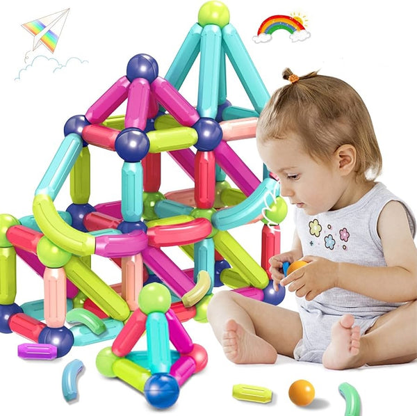 Magnets Toy Blocks Magnetic Stick Balls and Rods Set Building Sticks Blocks STEM Stacking Toys 3D Shapes Educational Games For Kids Children