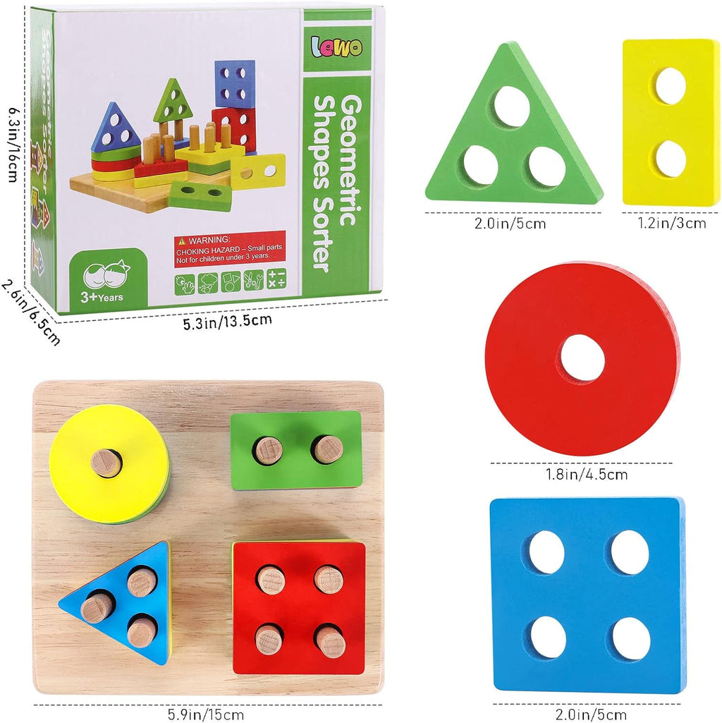 wooden shapes for kids Wooden Puzzle Toddler Toys Shapes Sorter Preschool Geometric Blocks Stacking Games for Kids Geometric Shape Sorter Wooden Puzzles Teaching Geometric Shape Cognitive Matching