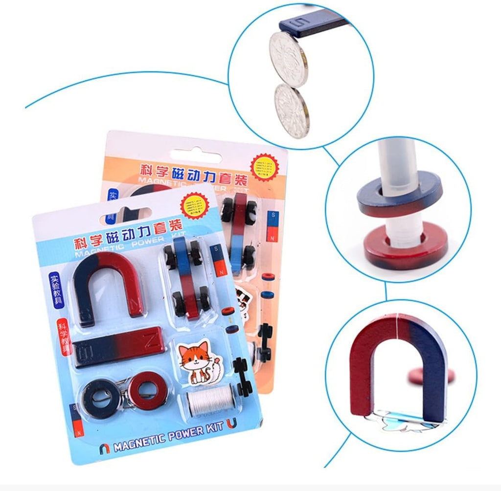 Science Magnet Kit Magnetic Power Kit - Education Science Experiment Tools Bar Ring Horseshoe DIY Educational Science School Classroom Experiment Project Kit for Kids