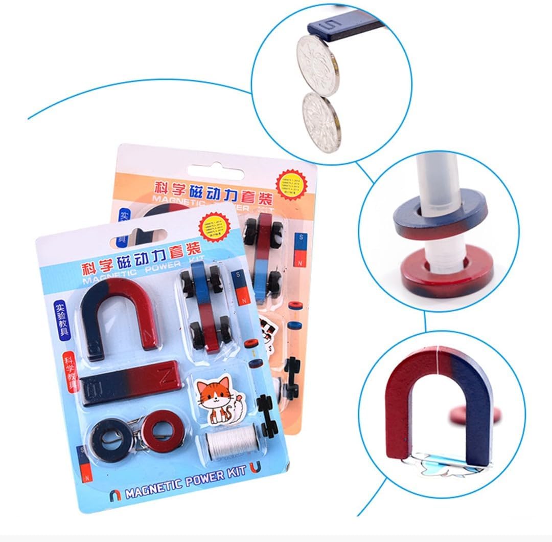 Science Magnet Kit Magnetic Power Kit - Education Science Experiment Tools Bar Ring Horseshoe DIY Educational Science School Classroom Experiment Project Kit for Kids