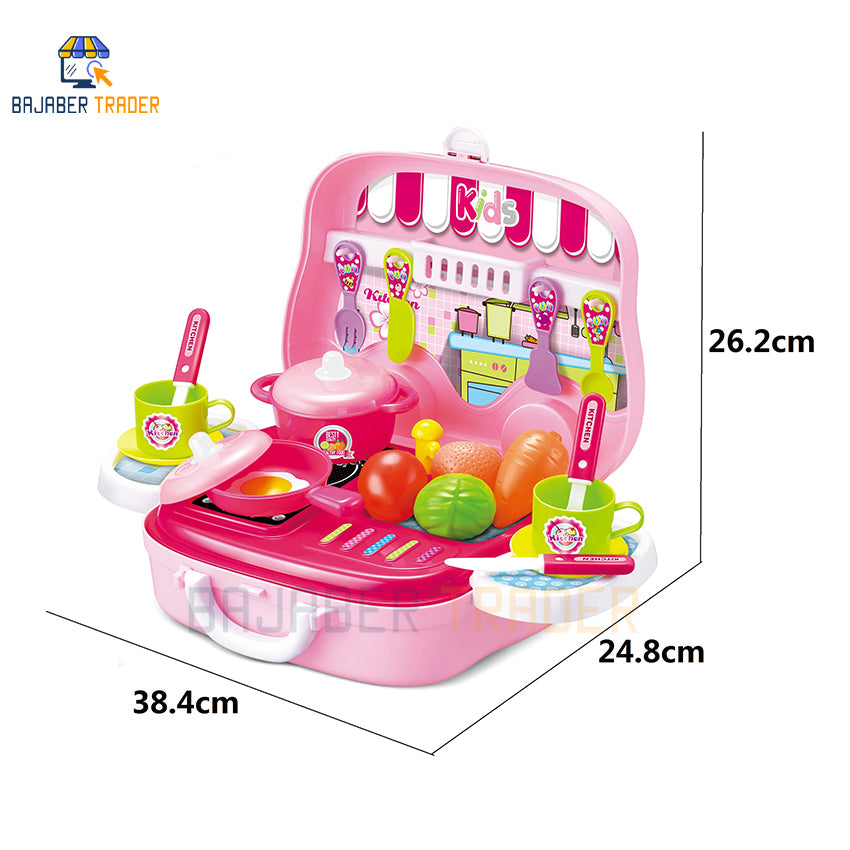 Kitchen Cooking Set For Kids Pretend Play Set Suitcase Portable Toys (25PCS)