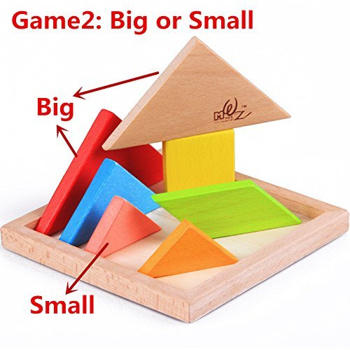 Wooden Tangram Puzzle Intelligent Blocks for Kids Tangram Shape Puzzle 7 Colors Tangram Jigsaw Puzzle