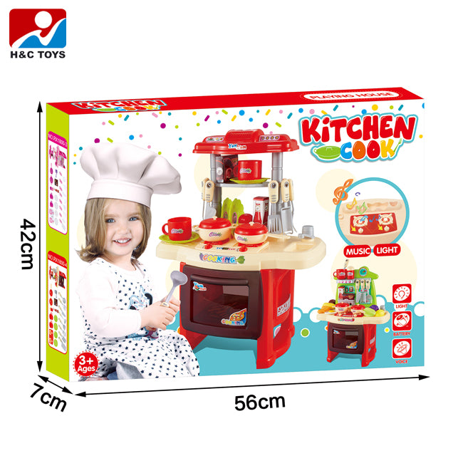 35Pcs Kitchen Set Toys For Kids  Pretend Play Cooking Set  Sound & Light Effects Toys For Girls