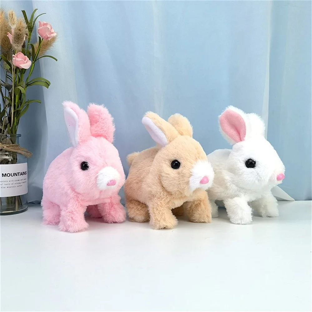 Electronic Plush Rabbit Toy My Realistic Bunny Toy, Bunny Realistic Bunny Interactive Plush With Wiggle Ears  Cute Electric Pet for Kids Birthday Gifts Random Color