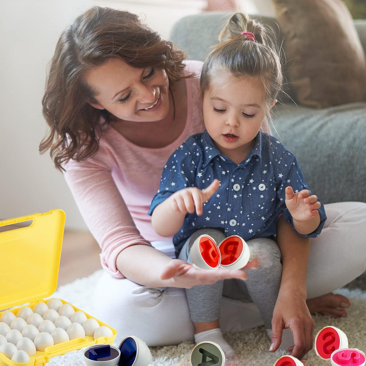 26pcs Matching Eggs Toy Alphabet Matching Sorting & Color Recognition Toy for Toddlers Kids Montessori Education Preschool Game Easter Eggs Toy for Children
