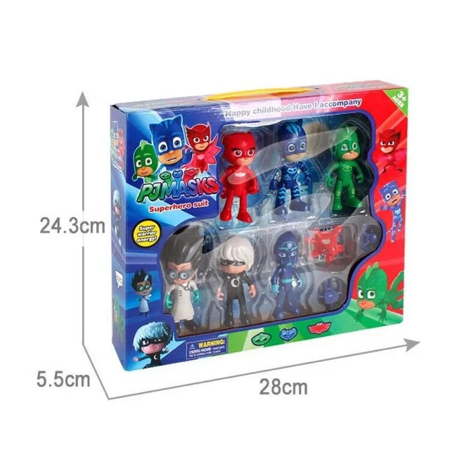 PJ Masks Toy Set 6 Action Figures and Accessories Set Adventure Collectible Figures Toys For Kids
