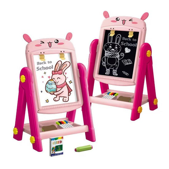 Artist Easel Drawing Board for Kids Dual Sided Magnetic and Blackboard Adjustable Standing Art Easel for Toddler, Double Magnetic Drawing Board with Painting Accessories  Includes Pens, Chalks, Duster & Other Accessories Along with Board Games