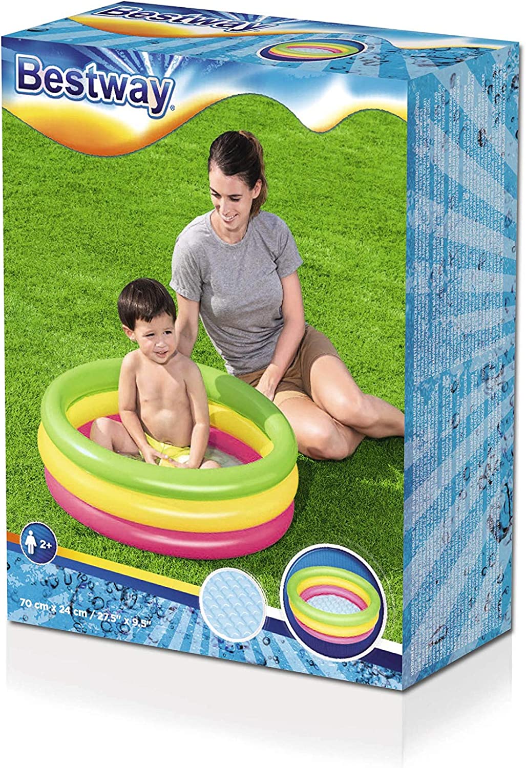 Bestway Inflatable Swimming Pool for Kids, 3 Ring Thickened Portable Kiddie Pool for Babies & Children, Outdoor Water Play Pool