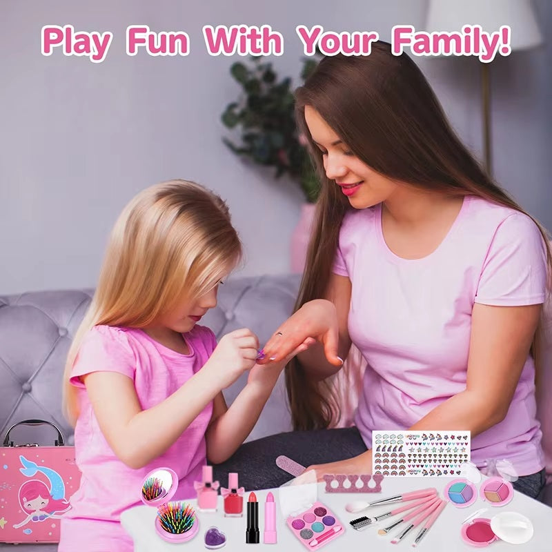 Kids Real Makeup Skin Friendly Cosmetic Fashion Beauty Set Pretend Play Toy Cosmetic Kit For Girls