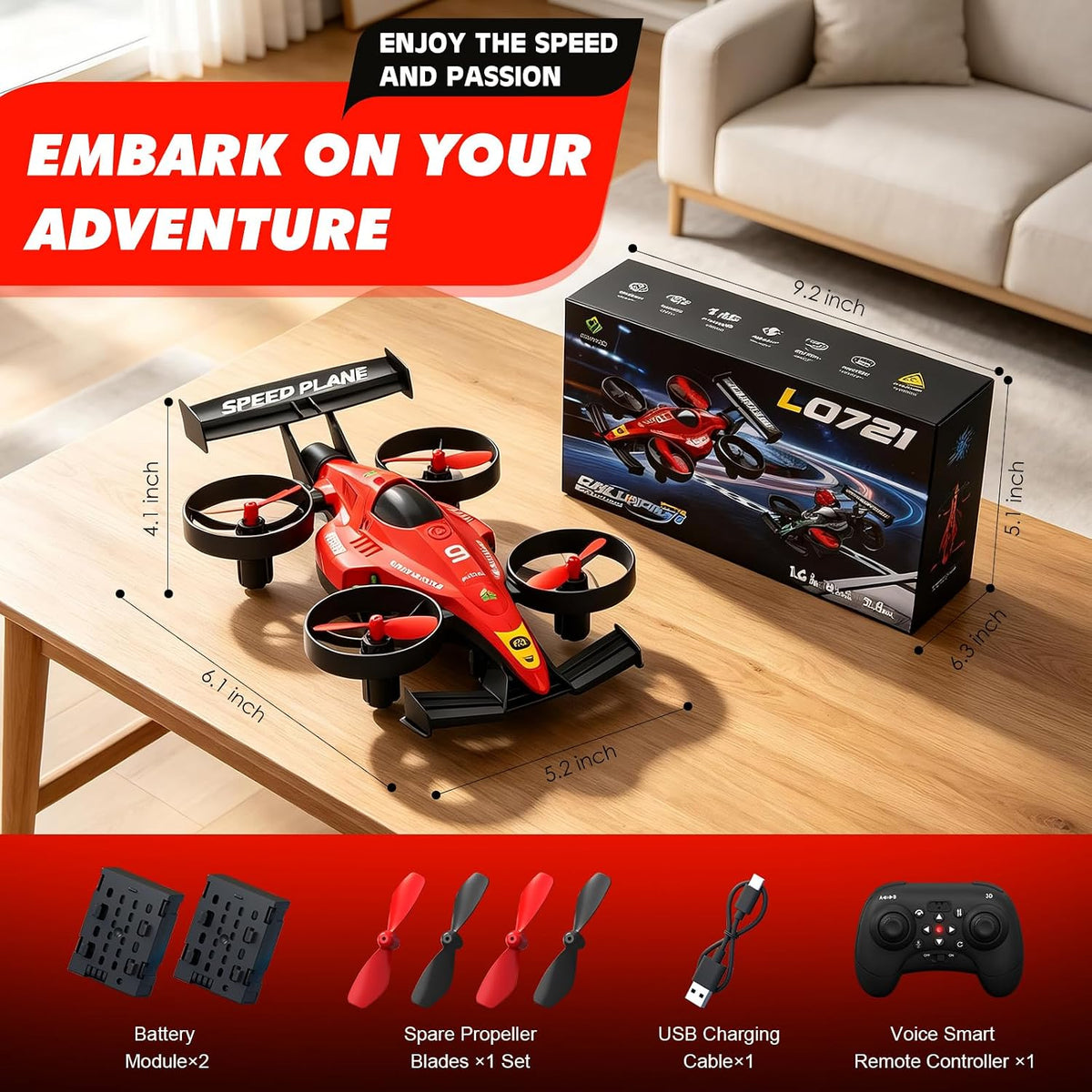2in1 RC Flying Car for Kids Ages 6-12, Land And Air Modes Features 360°Flips, Altitude Hold, LED Lights, Indoor Outdoor Play, for Boys Girls 8-14 Year Olds