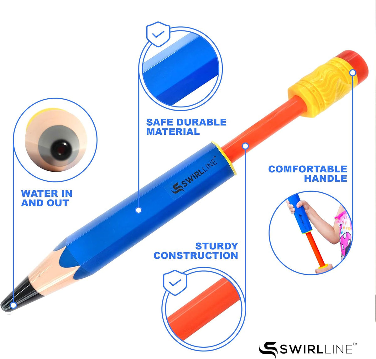 Super Water Blaster Squirter Pool Toys Soaker for Kids Summer Outdoor Party Beach Pump Squirt Pencil Shape