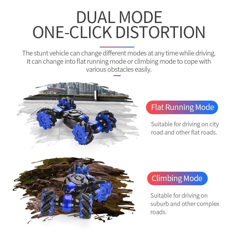 RC Stunt Car with Gesture Watch Control & Remote Controller, 360° Rotating 4 Wheel Double Sided Racing Toy for Kids