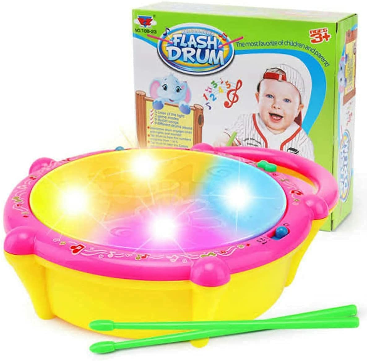 Musical Flash Drum with 3D Lights Music Baby Toy For Toddler Baby Multifunctional Toy For Kids