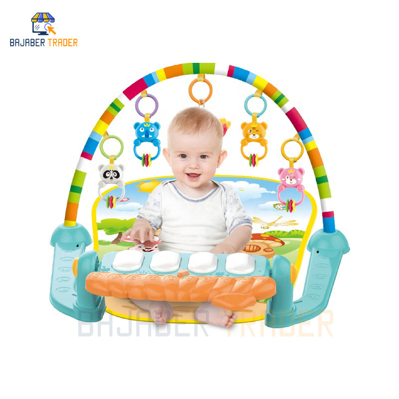 Huanger - 3 In 1 Newborn Baby Toddler Play Gym Piano Fitness Rack Mat