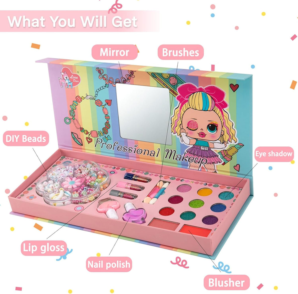 Kids Real Makeup Skin Friendly Cosmetic Fashion Beauty Set Pretend Play Toy Cosmetic Kit For Girls
