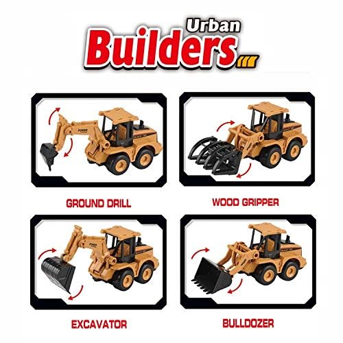 4pcs Construction Engineering Car Toy, STEM Sand Toys for Toddlers Age 3-5 Years, Building Sandbox Toys Truck, Birthday Gifts for Boys 2-6 Years Old