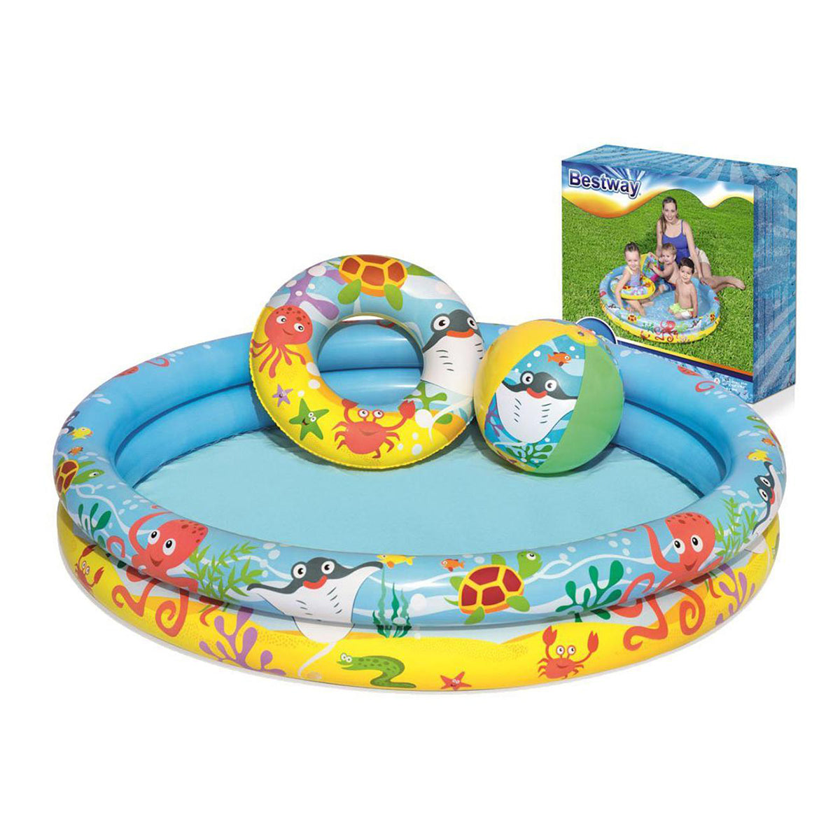 Bestway Play Swimming Pool 4 Feet with Swim Ring and Ball For 3-6 Years Kids