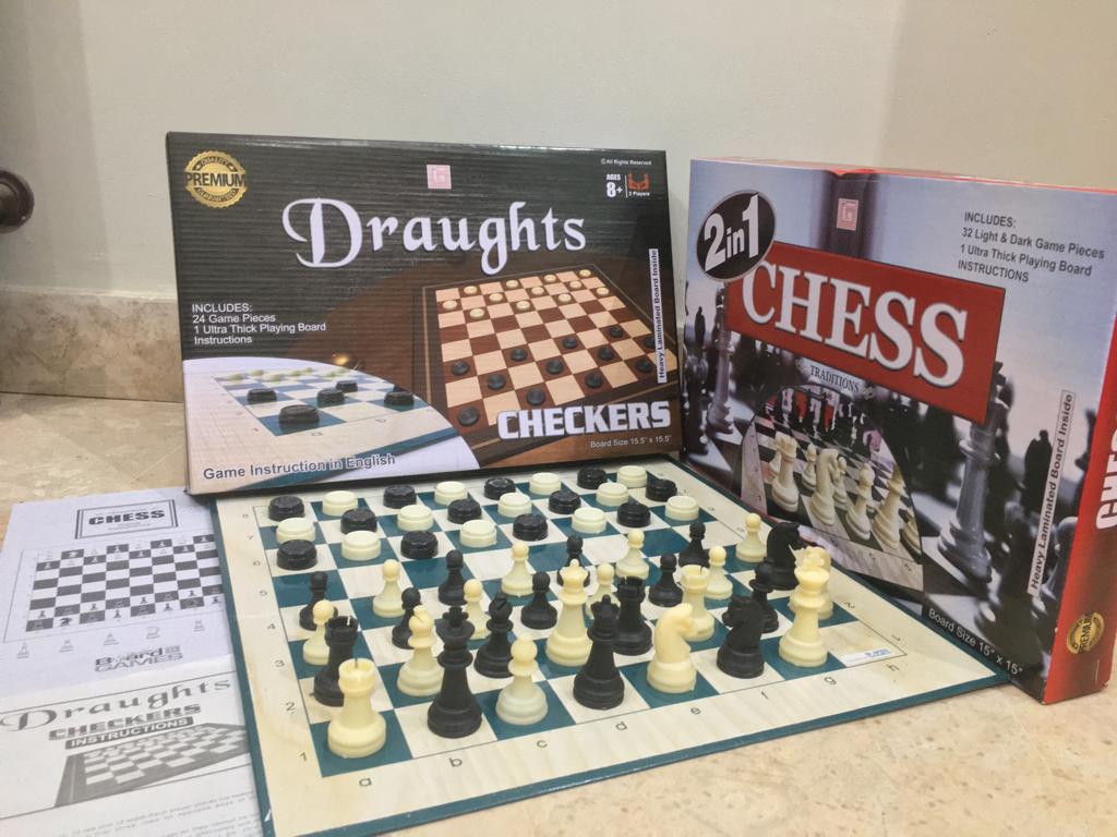2in1 Chess & Checkers Board Game Heavy Laminated Board Draughts And Chess Board Game