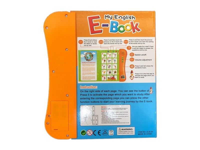 My English E-Book for Kids Toddler Early Learning Educational English Reading Book with Sound Alphabets Numbers Animals Fruits Shapes Vehicles & Colors