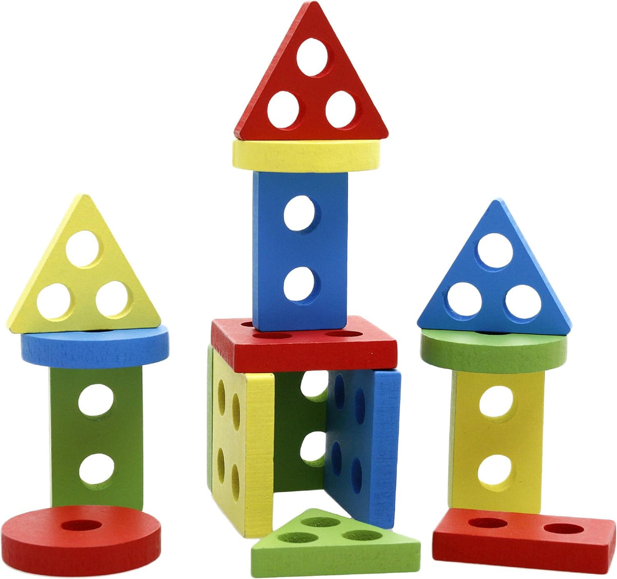 wooden shapes for kids Wooden Puzzle Toddler Toys Shapes Sorter Preschool Geometric Blocks Stacking Games for Kids Geometric Shape Sorter Wooden Puzzles Teaching Geometric Shape Cognitive Matching