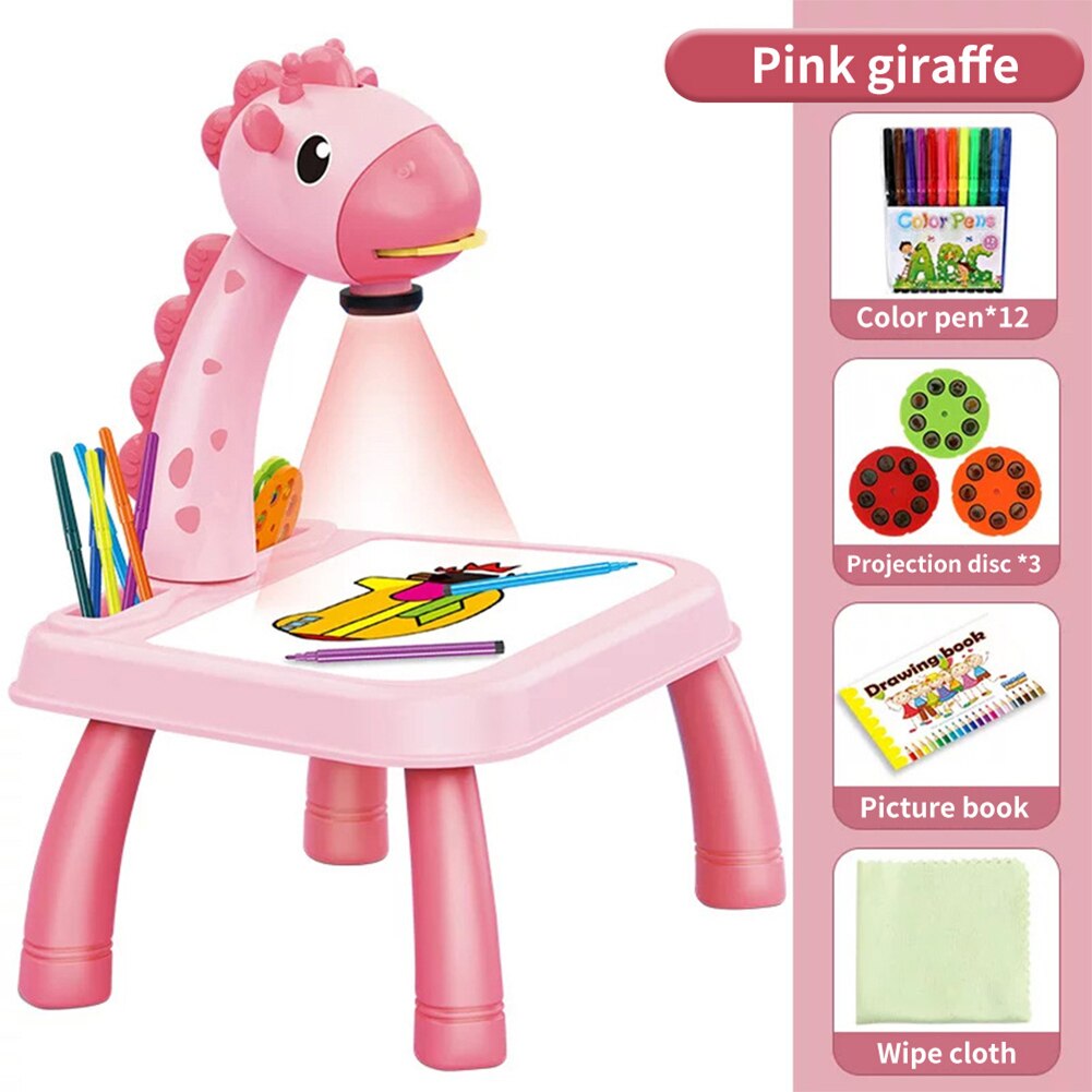 Children Painting Projection Drawing Board LED Projector Drawing Table Toys Kids Projector Painting Board Desk Projection Painting Toy Graffiti Early Education Writing Board Household Erasable Toys