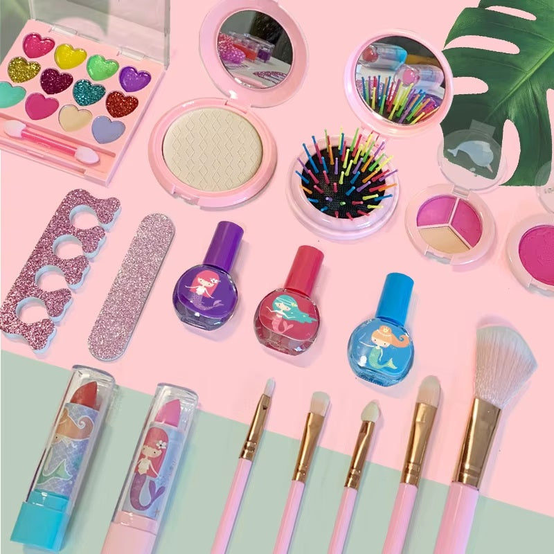 Kids Real Makeup Skin Friendly Cosmetic Fashion Beauty Set Pretend Play Toy Cosmetic Kit For Girls